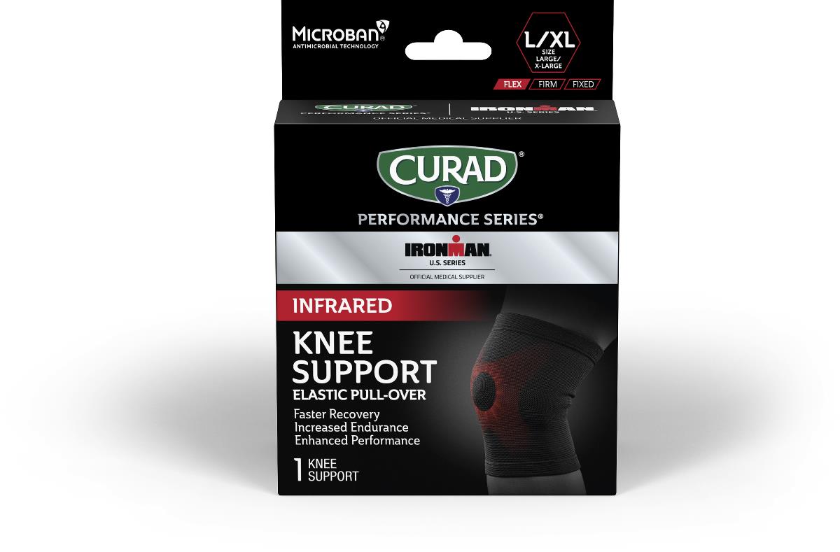 SUPPORTS: CURAD PERFORMANCE SERIES IRONMAN INFRARED ELASTIC KNEE SUPPORT, SIZE L/XL, 4 SUPPORTS/CASE