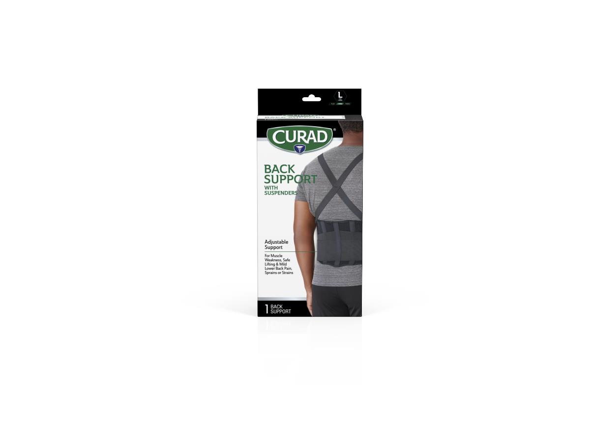 SUPPORTS: CUARD BACK SUPPORT WITH SUSPENDERS, BLACK, SIZE L, RETAIL PACKAGING, 4 SUPPORTS/CASE