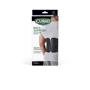 SUPPORTS: CURAD BACK SUPPORT WITH DUAL-PULLEY SYSTEM, SIZE L/XL, RETAIL PACKAGING