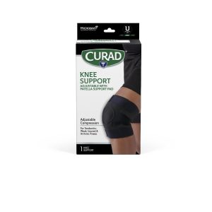 SUPPORTS: CURAD KNEE SUPPORT WITH PATELLA PAD AND MICROBAN, UNIVERSAL SIZE, 4 SUPPORTS/CASE