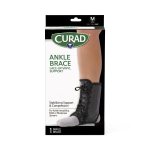 SPLINTS: CURAD VINYL LACE-UP ANKLE SPLINT WITH STAYS, SIZE M, 4 SPLINTS/CASE IN RETAIL PACKAGING