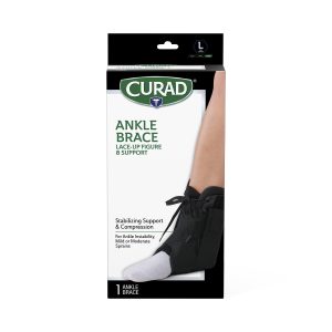 ANKLE BRACES: CURAD LACE-UP FIGURE-8 ANKLE BRACE WITH STAYS, SIZE L, 4 SPLINTS/CASE IN RETAIL PACKAGING