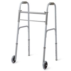 WALKER: 2-BUTTON BASIC WALKER WITH 5" WHEELS, STEEL