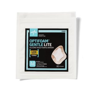 DRESSINGS: OPTIFOAM GENTLE LITE FOAM DRESSING, 3" X 3" WITH BORDER