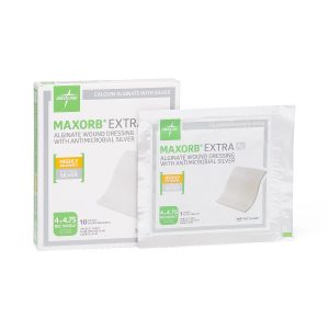 DRESSINGS, ALGINATE: MAXORB EXTRA AG+ CMC/ALGINATE DRESSINGS, 4" X 4.75", IN EDUCATIONAL PACKAGING