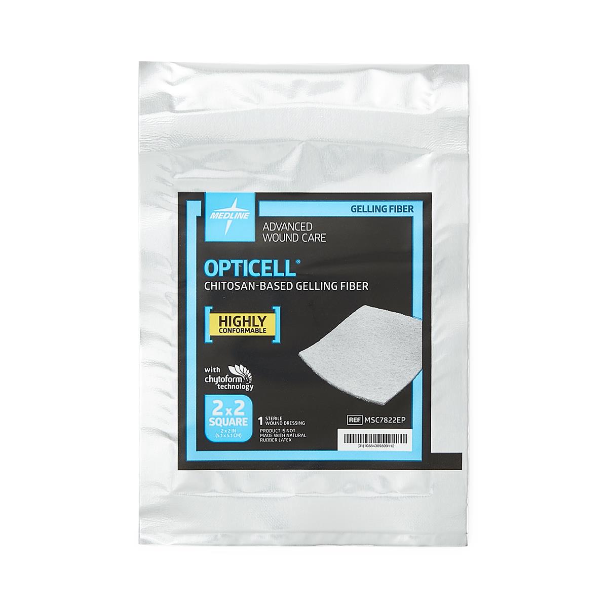 DRESSINGS, GELLING FIBER: OPTICELL GELLING FIBER WOUND DRESSING, 2" X 2", IN EDUCATIONAL PACKAGING