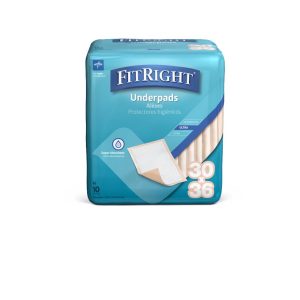 UNDERPADS: FITRIGHT FLUFF/POLYMER UNDERPADS, HEAVY ABSORBENCY, 30" X 36", INNER PACKS OF 10/BAG
