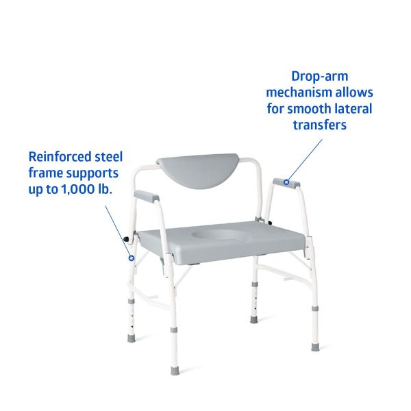 COMMODES: STEEL BARIATRIC DROP-ARM COMMODE, 1000 LB. WEIGHT CAPACITY ...
