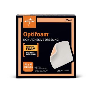 DRESSINGS: OPTIFOAM NONADHESIVE FOAM WOUND DRESSING IN EDUCATIONAL PACKAGING 4" X 4"