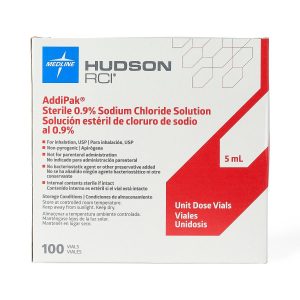 SALINE SOLUTIONS: ADDIPAK RESPIRATORY INHALATION SOLUTION, SALINE 0.9%, STERILE, RED VIAL, 5 ML