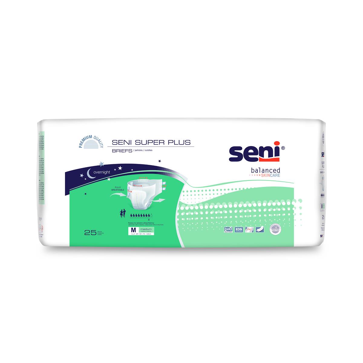INCONTINENCE BRIEFS: SENI SUPER PLUS BRIEFS, SIZE M, 30" - 43"