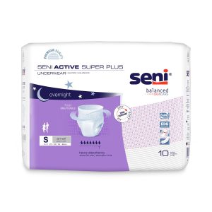 INCONTINENCE BRIEFS: SENI ACTIVE SUPER PLUS PROTECTIVE UNDERWEAR, SIZE S, 22"-33" WAIST/HIP