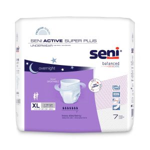 INCONTINENCE BRIEFS: SENI ACTIVE SUPER PLUS PROTECTIVE UNDERWEAR, SIZE XL, 47"-63" WAIST/HIP